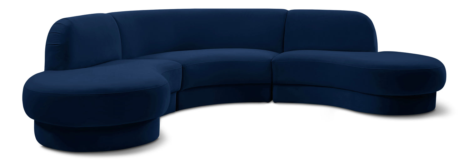 Rosa Navy Velvet 3pc. Sectional (3 Boxes)