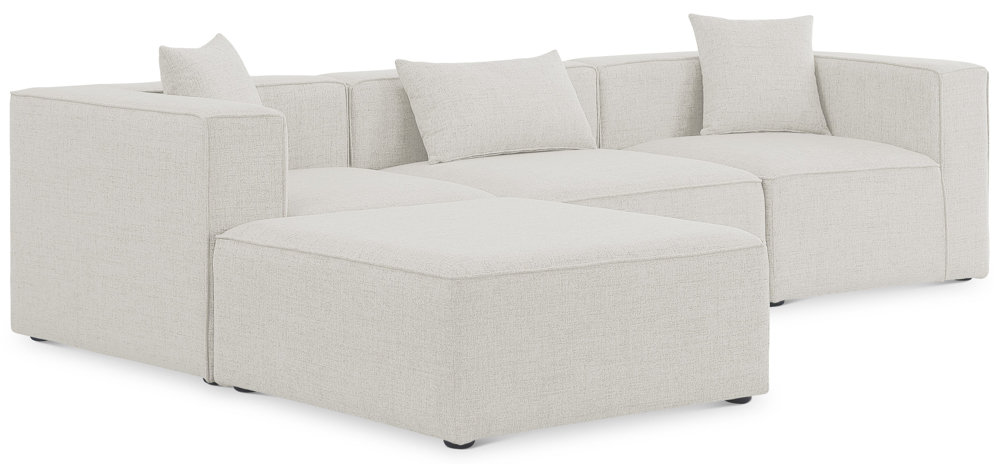 Cube Cream Durable Linen Textured Modular Sectional