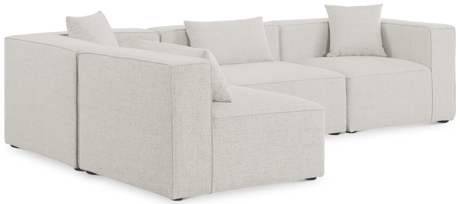 Cube Cream Durable Linen Textured Modular Sectional