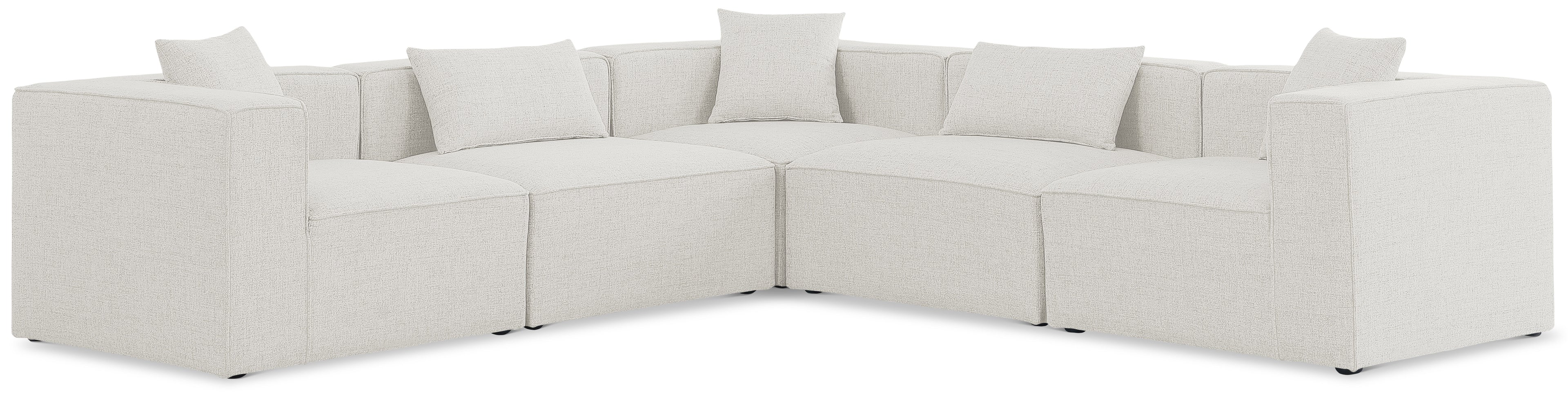 Cube Cream Durable Linen Textured Modular Sectional