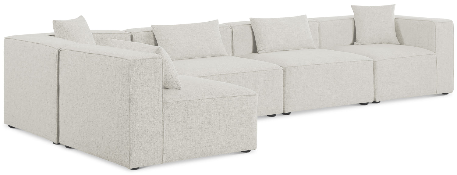 Cube Cream Durable Linen Textured Modular Sectional