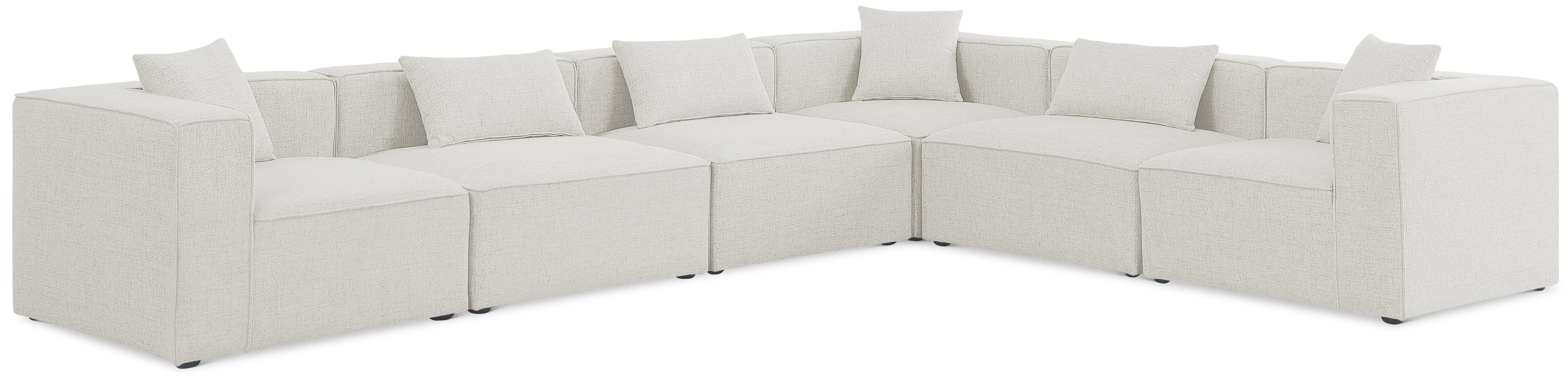 Cube Cream Durable Linen Textured Modular Sectional