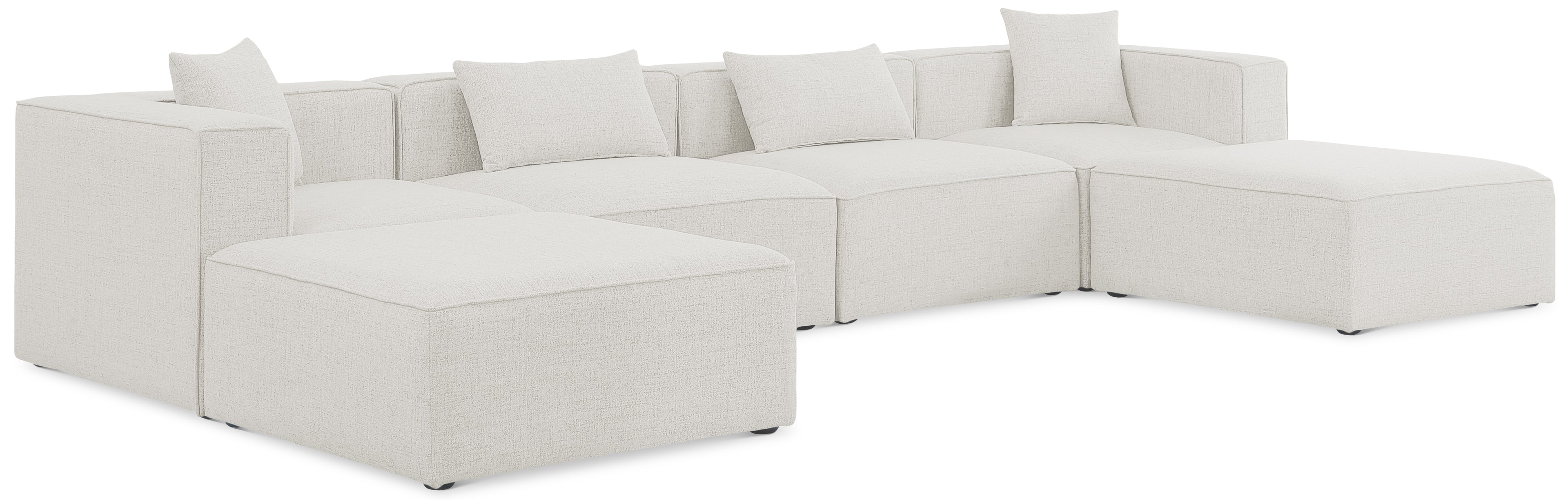 Cube Cream Durable Linen Textured Modular Sectional