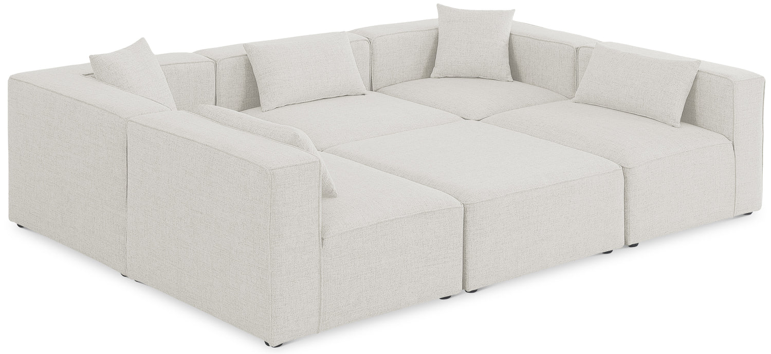 Cube Cream Durable Linen Textured Modular Sectional