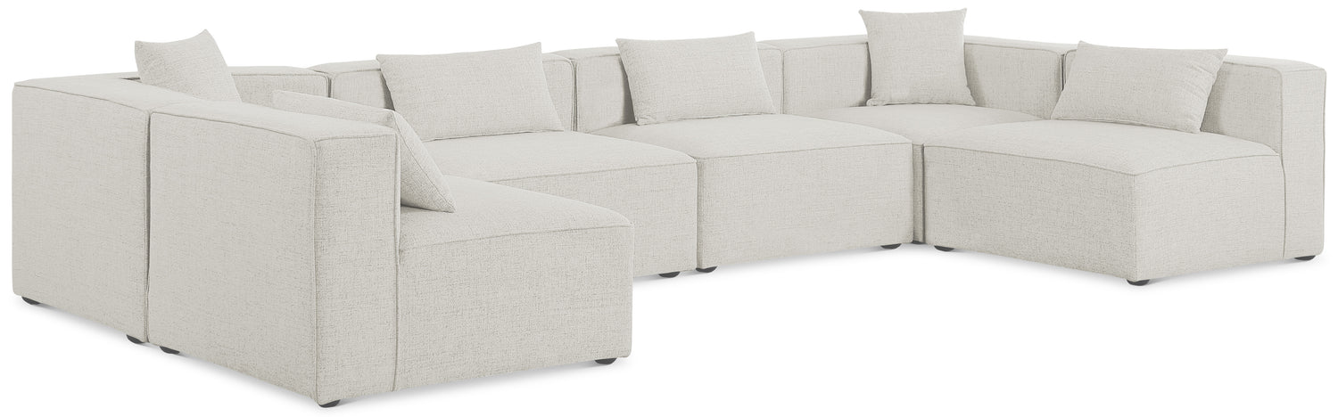 Cube Cream Durable Linen Textured Modular Sectional