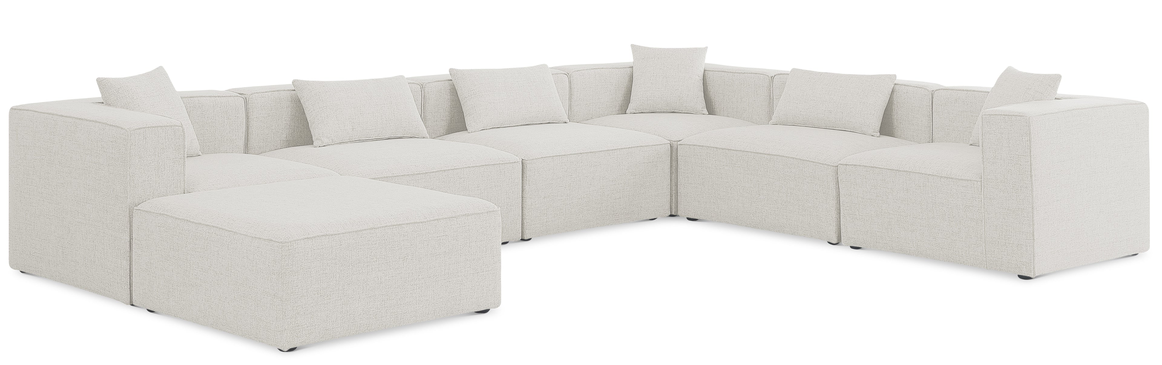 Cube Cream Durable Linen Textured Modular Sectional