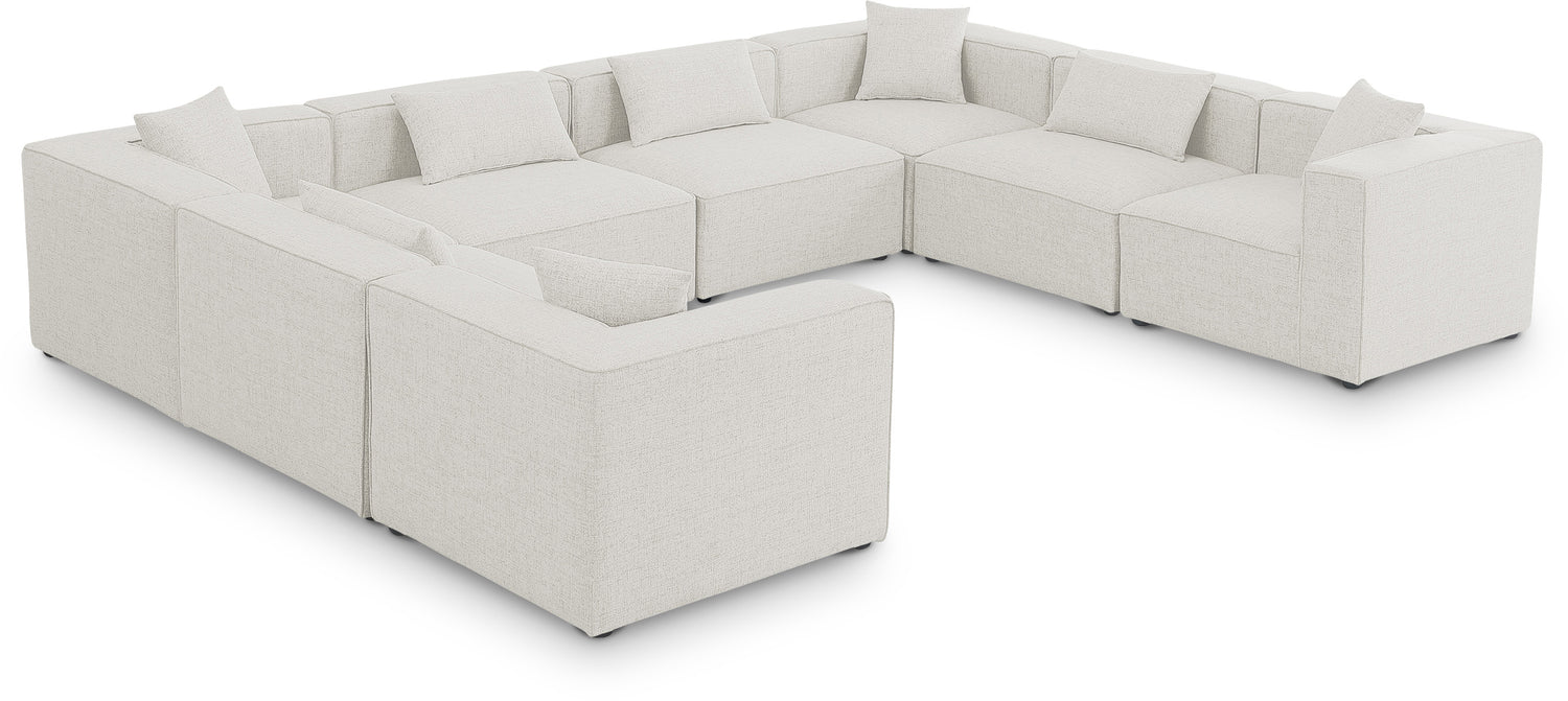 Cube Cream Durable Linen Textured Modular Sectional