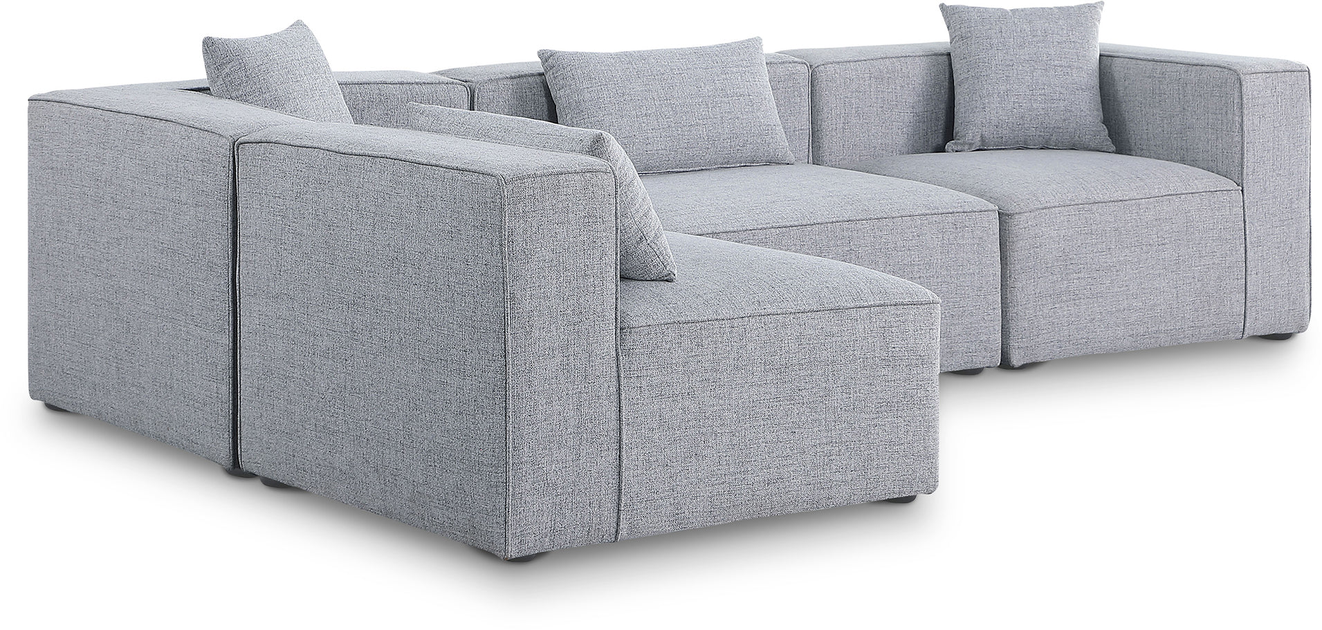 Cube Grey Durable Linen Textured Modular Sectional