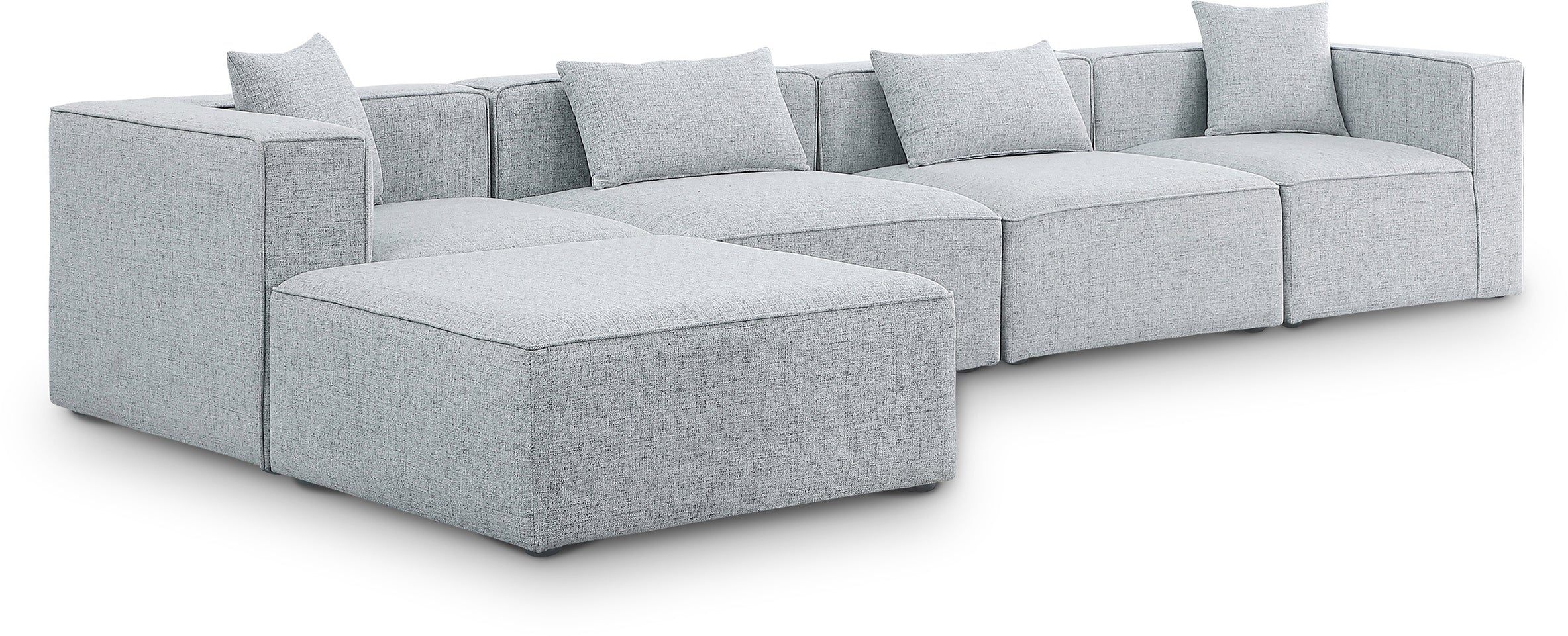 Cube Grey Durable Linen Textured Modular Sectional