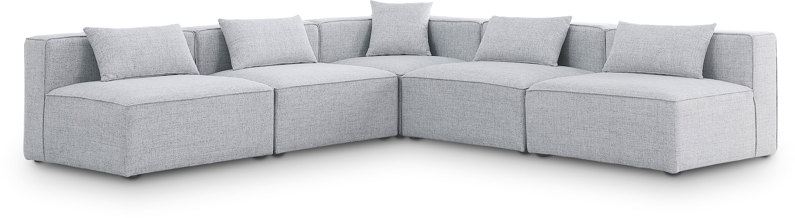 Cube Grey Durable Linen Textured Modular Sectional