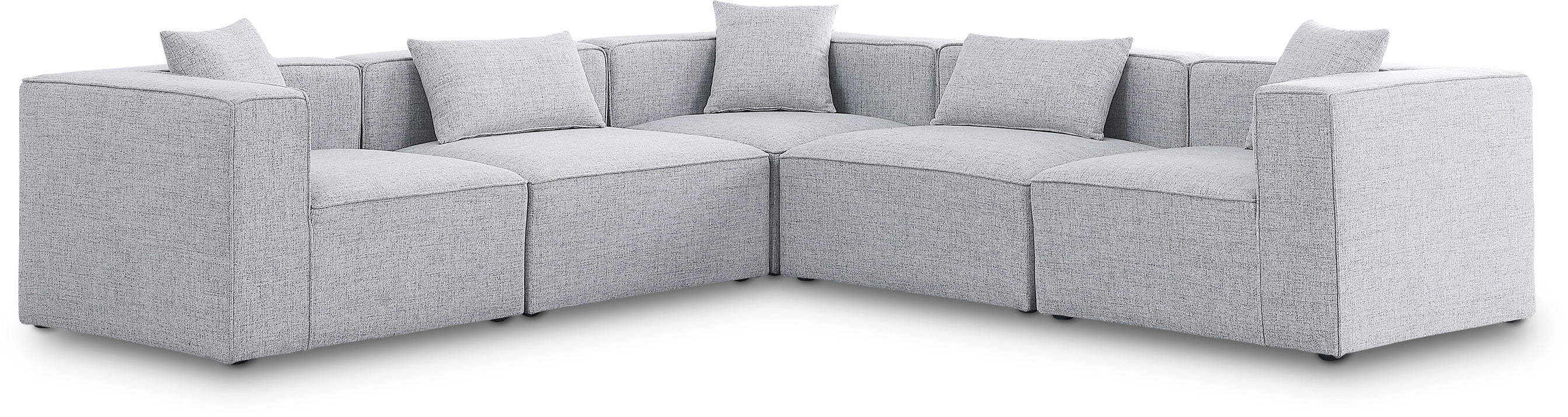 Cube Grey Durable Linen Textured Modular Sectional