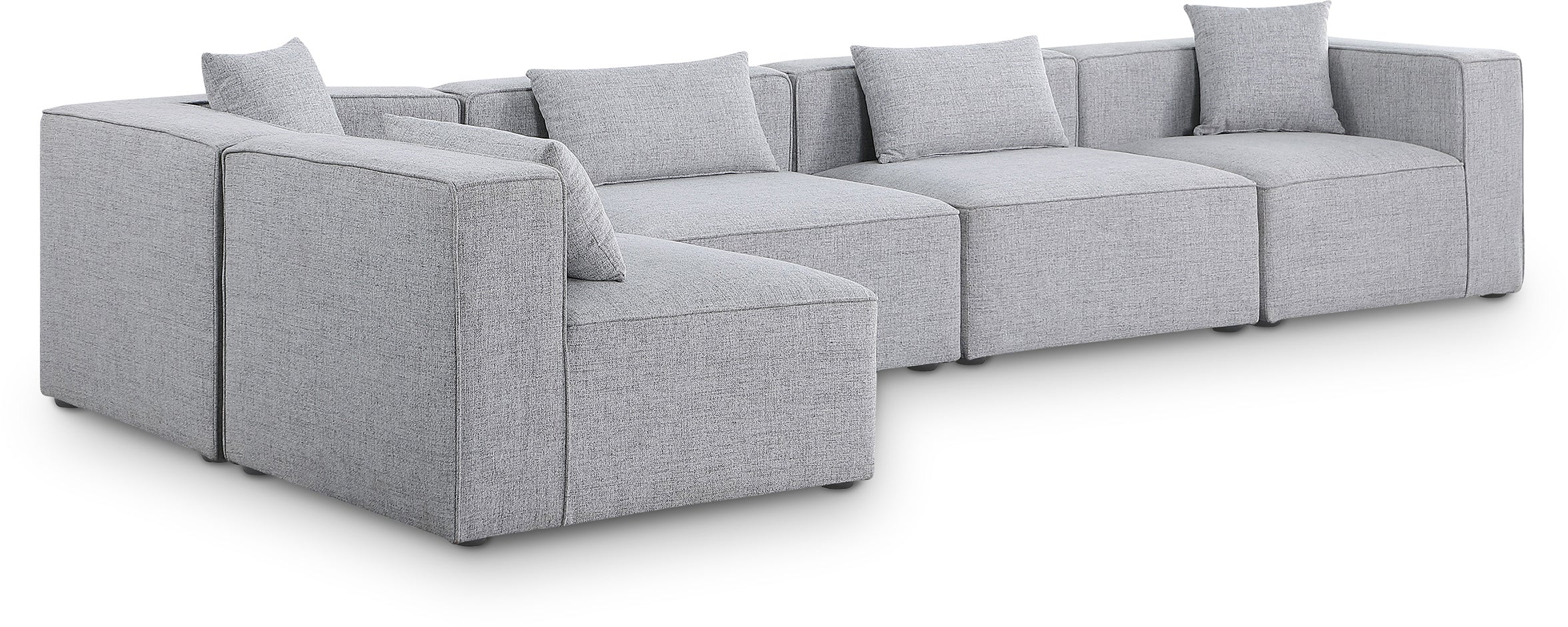 Cube Grey Durable Linen Textured Modular Sectional