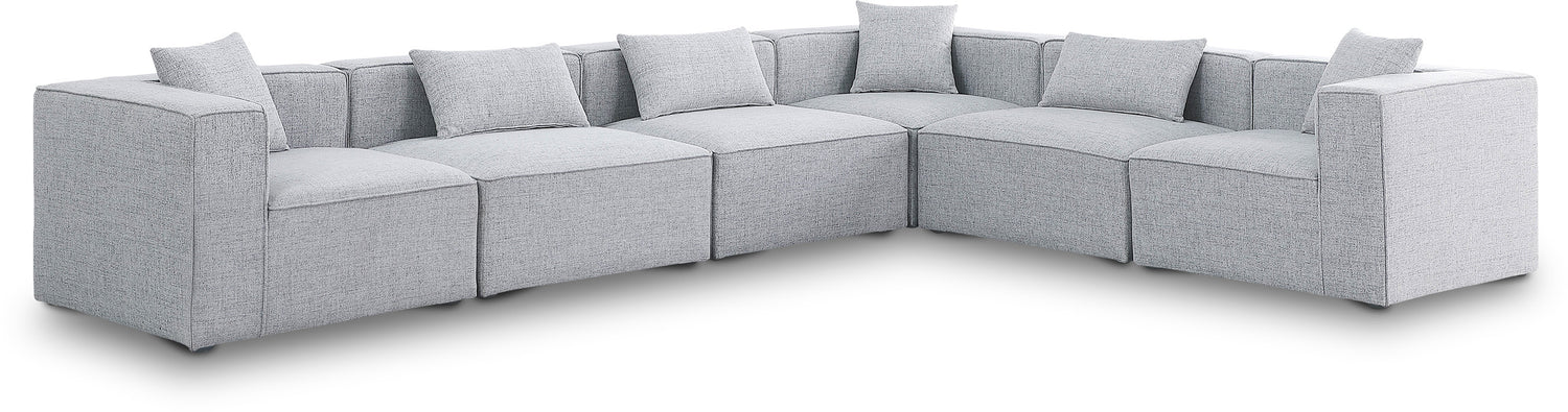 Cube Grey Durable Linen Textured Modular Sectional