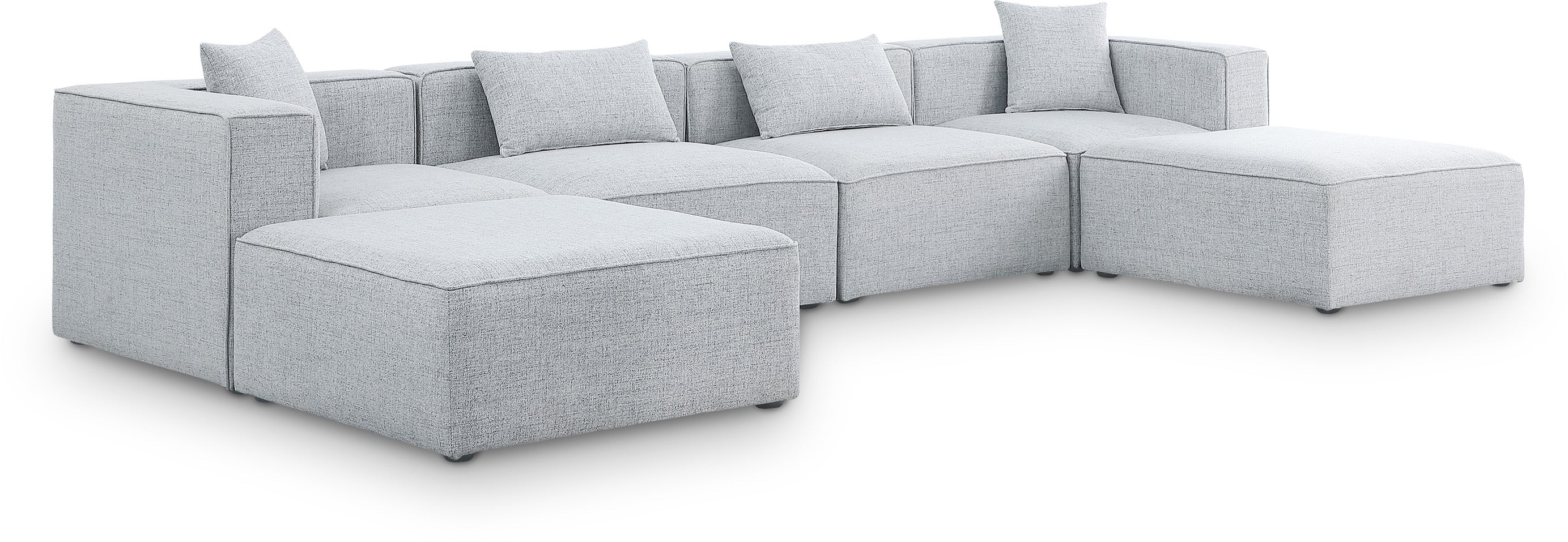 Cube Grey Durable Linen Textured Modular Sectional