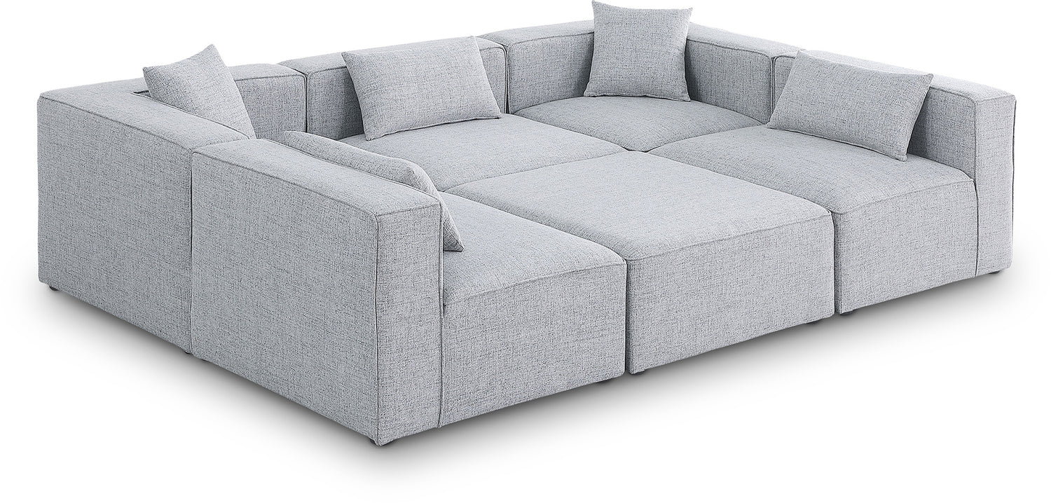 Cube Grey Durable Linen Textured Modular Sectional