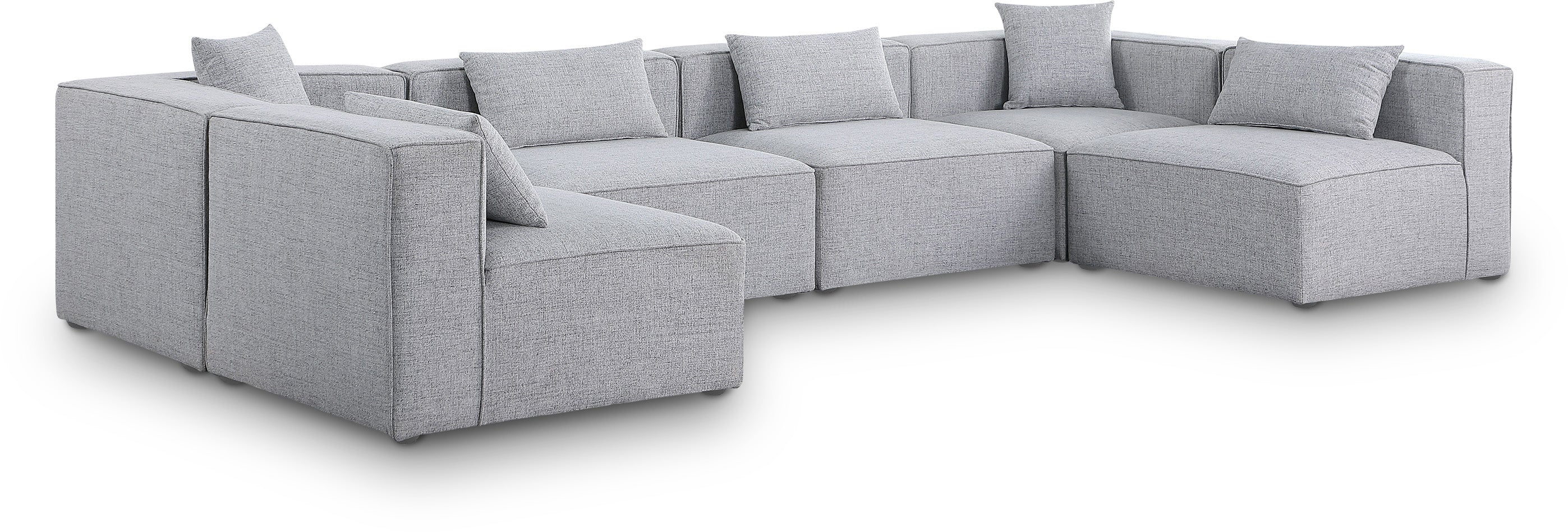 Cube Grey Durable Linen Textured Modular Sectional