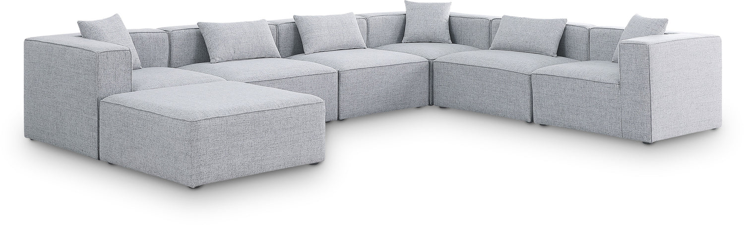 Cube Grey Durable Linen Textured Modular Sectional