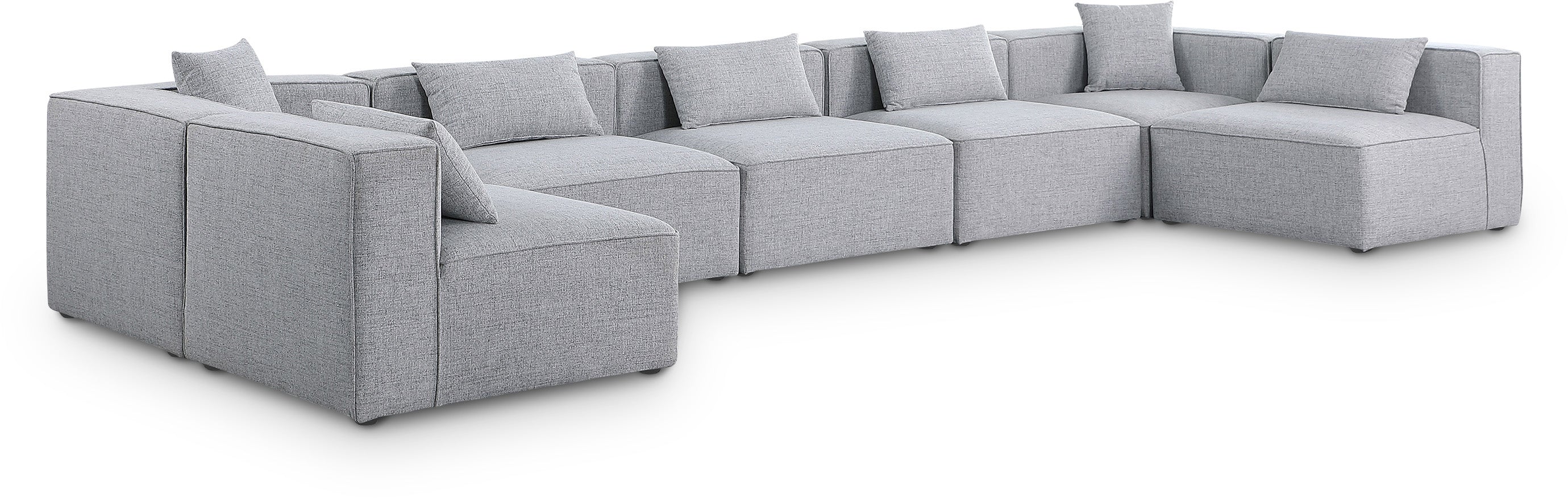 Cube Grey Durable Linen Textured Modular Sectional