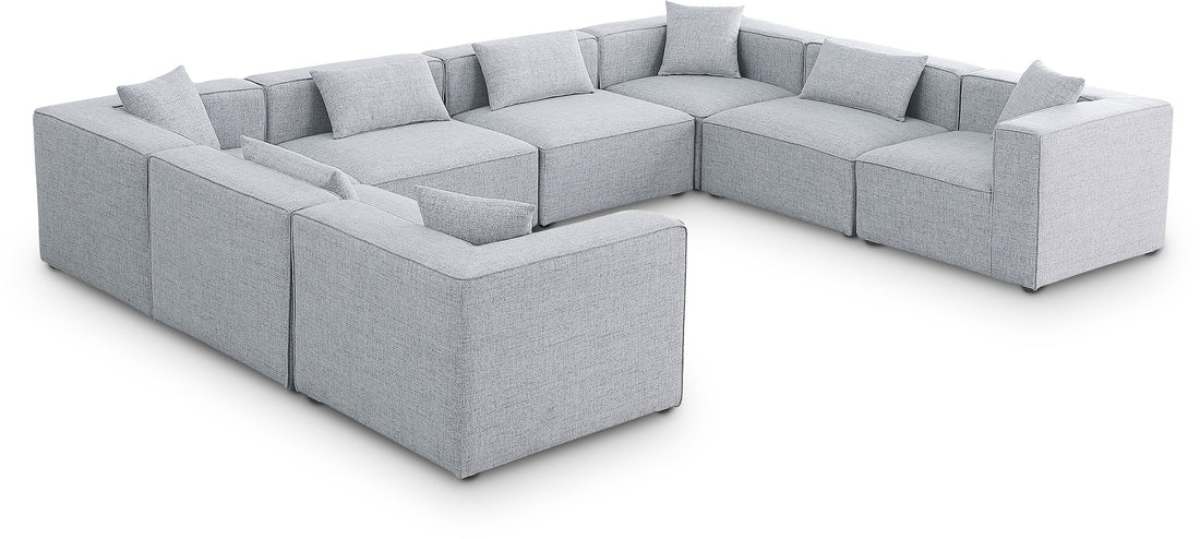 Cube Grey Durable Linen Textured Modular Sectional