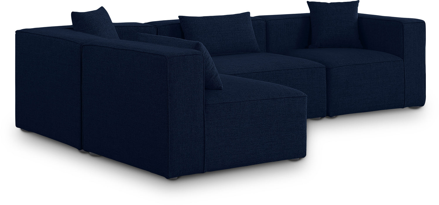 Cube Navy Durable Linen Textured Modular Sectional