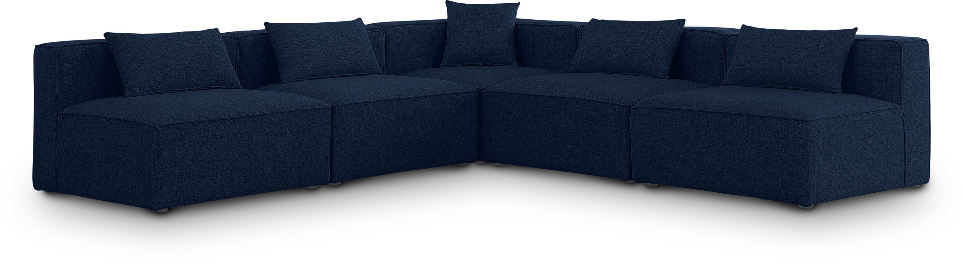 Cube Navy Durable Linen Textured Modular Sectional