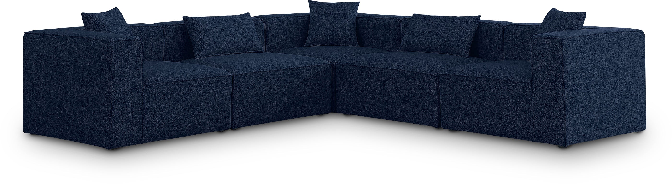 Cube Navy Durable Linen Textured Modular Sectional