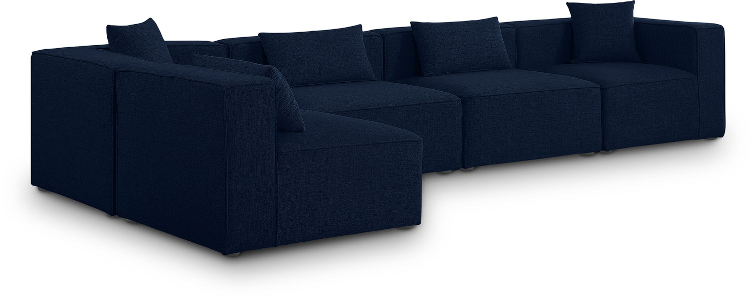 Cube Navy Durable Linen Textured Modular Sectional