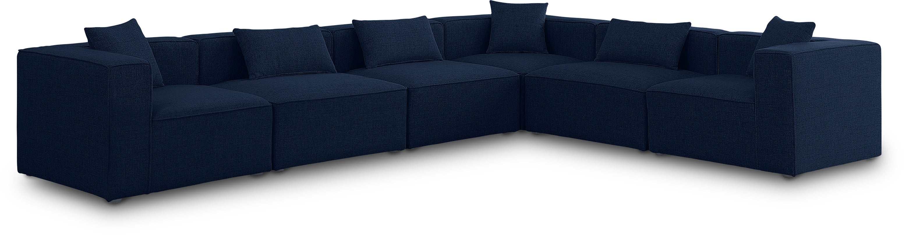 Cube Navy Durable Linen Textured Modular Sectional