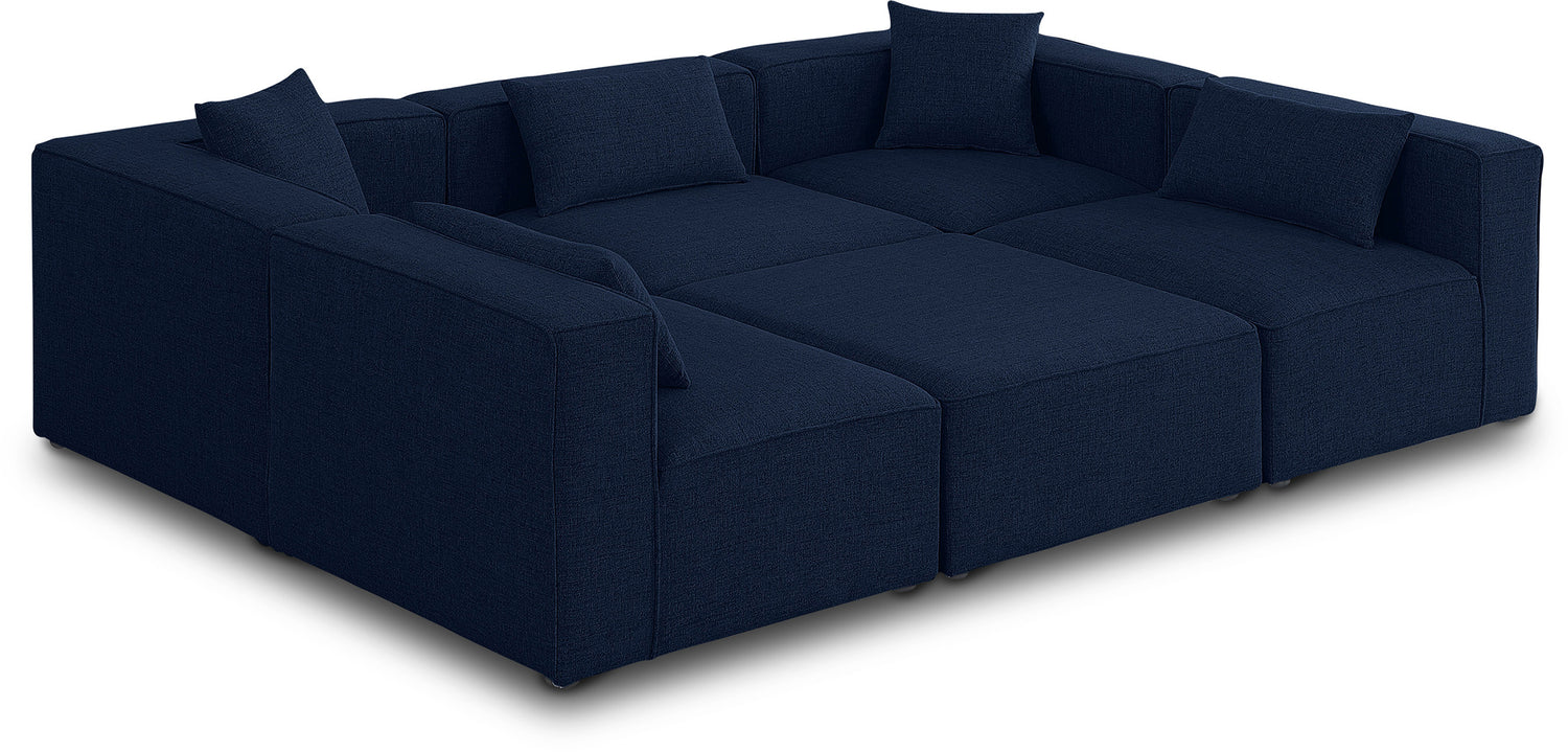 Cube Navy Durable Linen Textured Modular Sectional