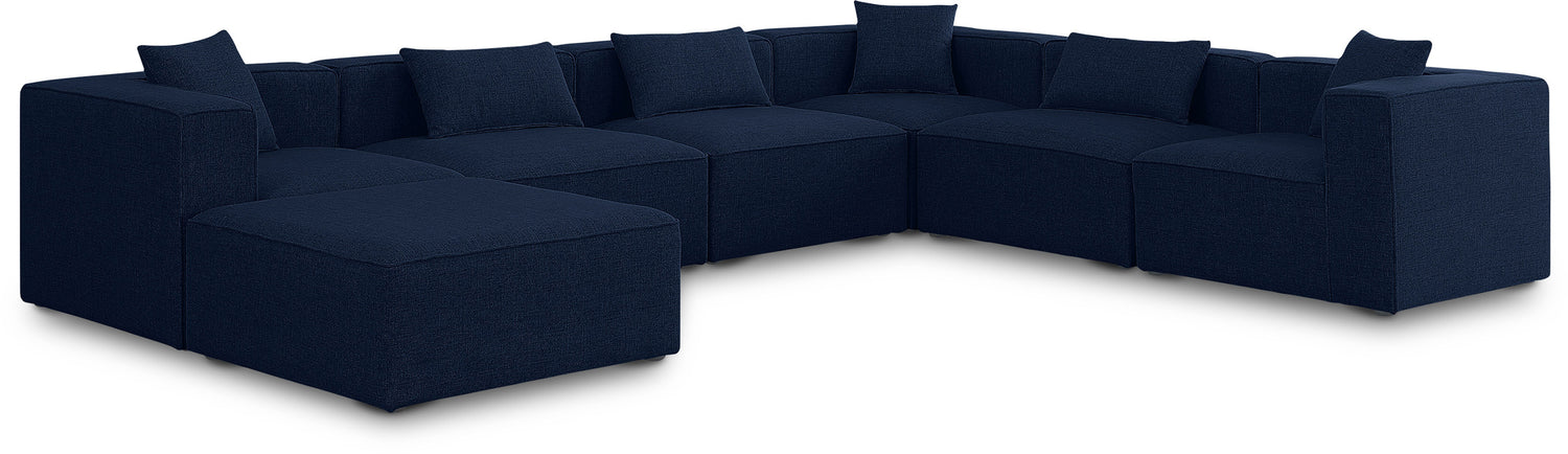 Cube Navy Durable Linen Textured Modular Sectional