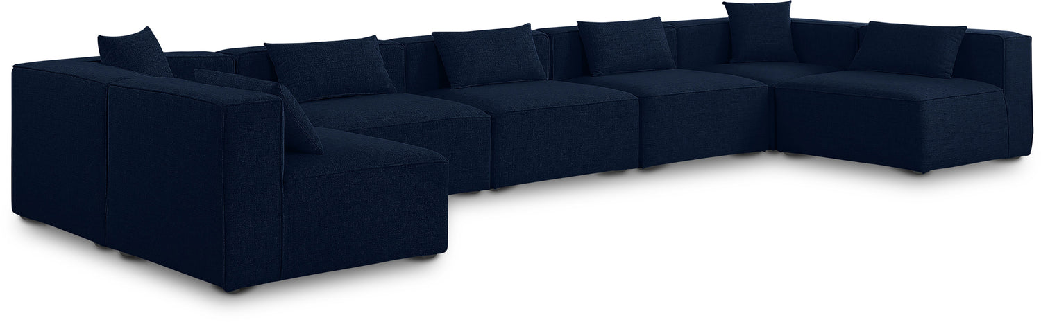 Cube Navy Durable Linen Textured Modular Sectional