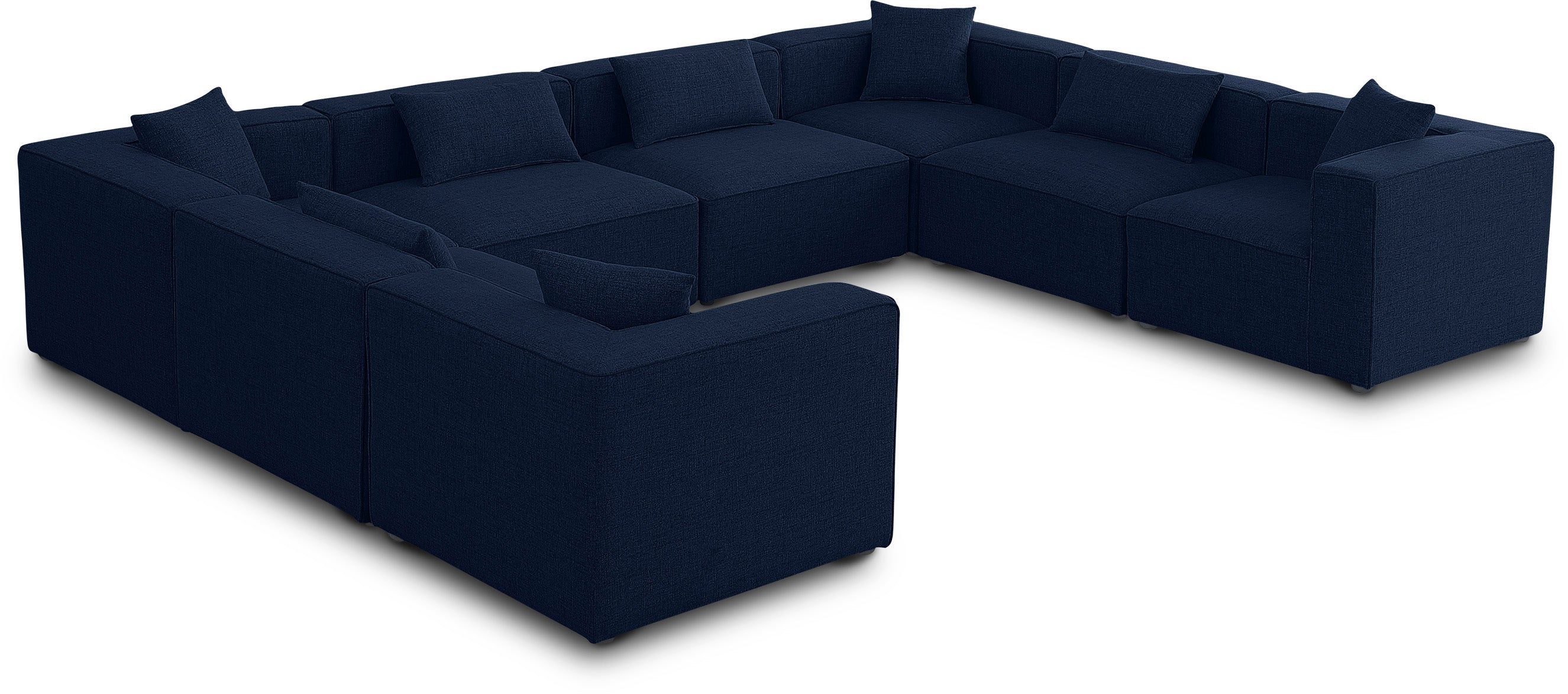 Cube Navy Durable Linen Textured Modular Sectional