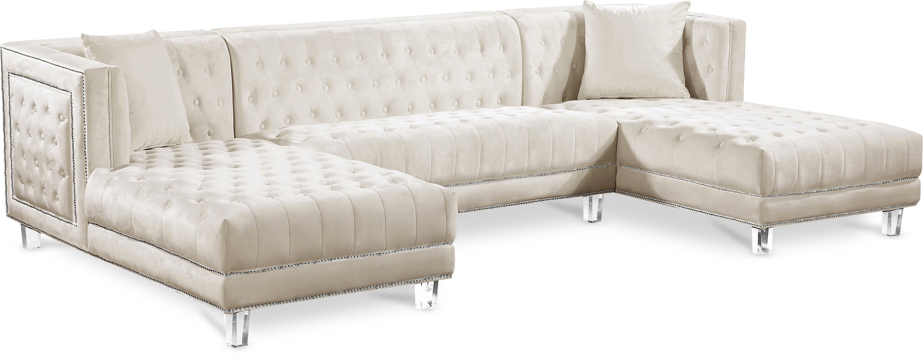 Moda Cream Velvet 3pc. Sectional