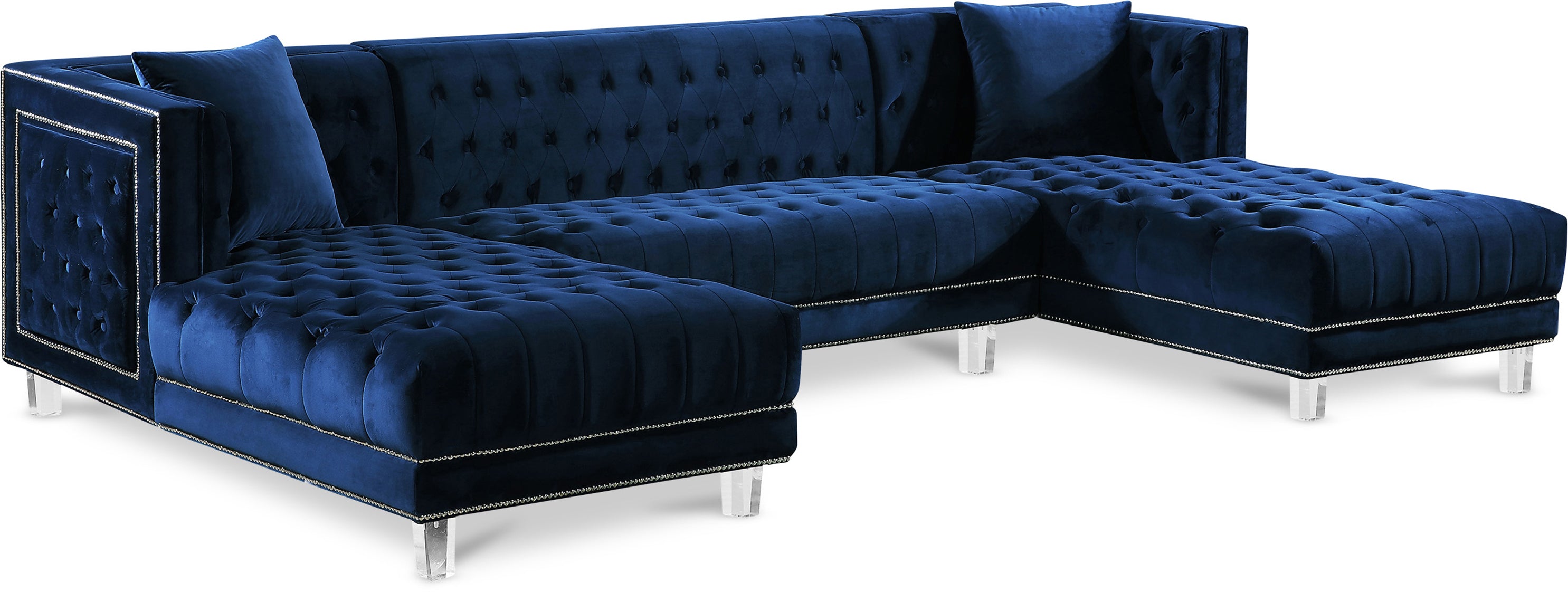 Moda Navy Velvet 3pc. Sectional