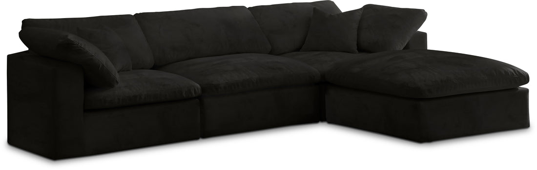 Cozy Black Velvet Comfort Modular Sectional