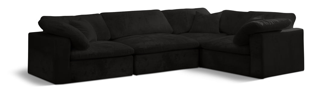 Cozy Black Velvet Modular Sectional