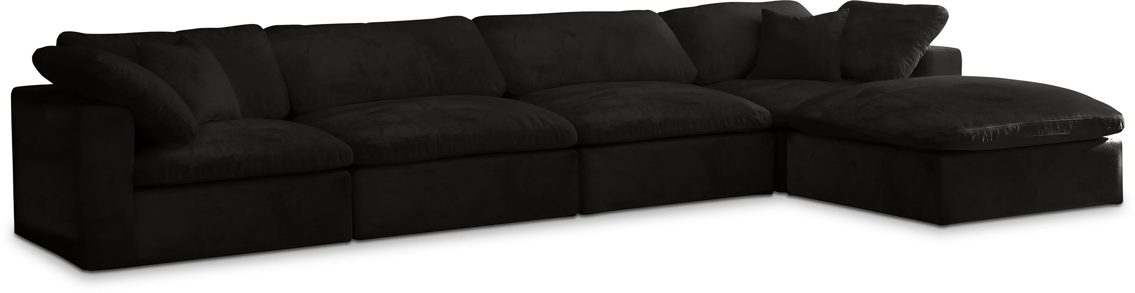 Cozy Black Velvet Comfort Modular Sectional