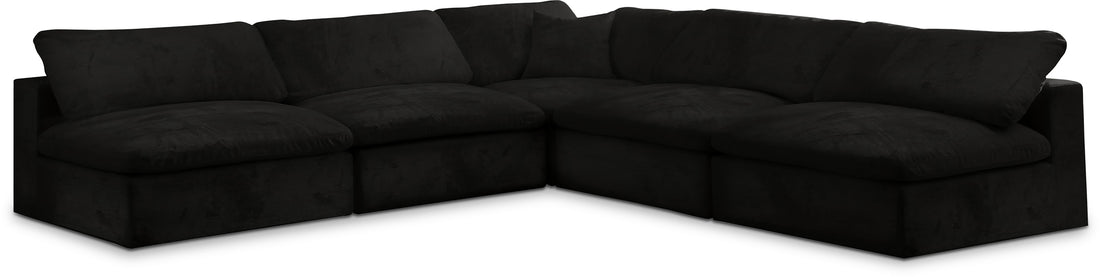 Cozy Black Velvet Comfort Modular Sectional