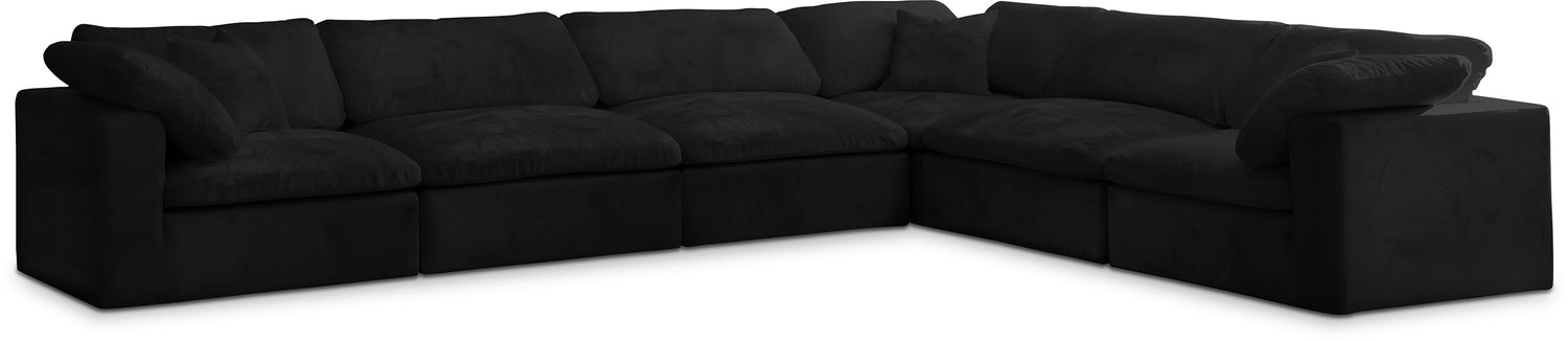 Cozy Black Velvet Comfort Modular Sectional