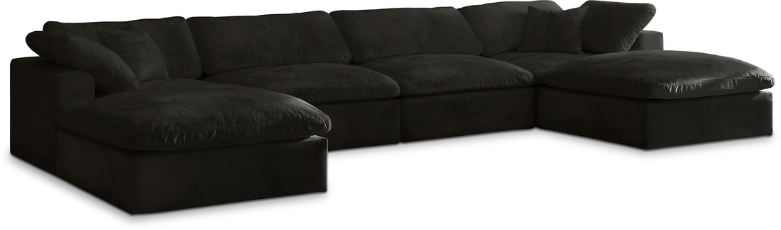 Cozy Black Velvet Comfort Modular Sectional