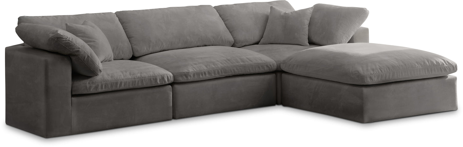 Cozy Grey Velvet Comfort Modular Sectional