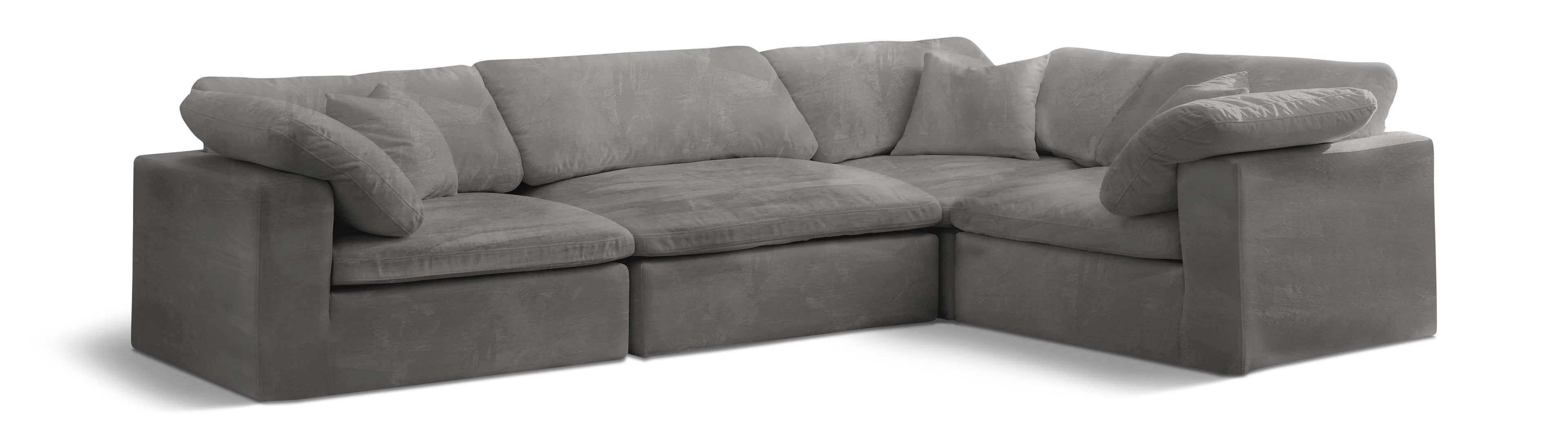 Cozy Grey Velvet Modular Sectional