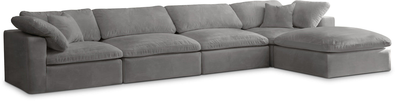 Cozy Grey Velvet Comfort Modular Sectional