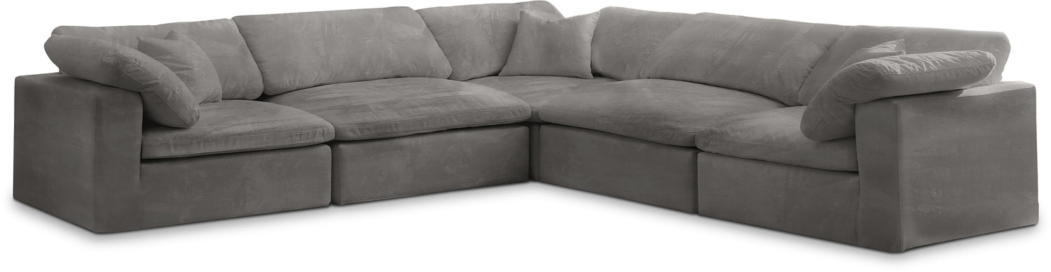 Cozy Grey Velvet Comfort Modular Sectional