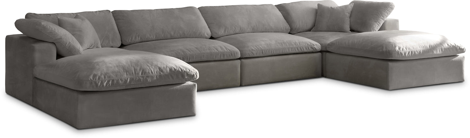 Cozy Grey Velvet Comfort Modular Sectional