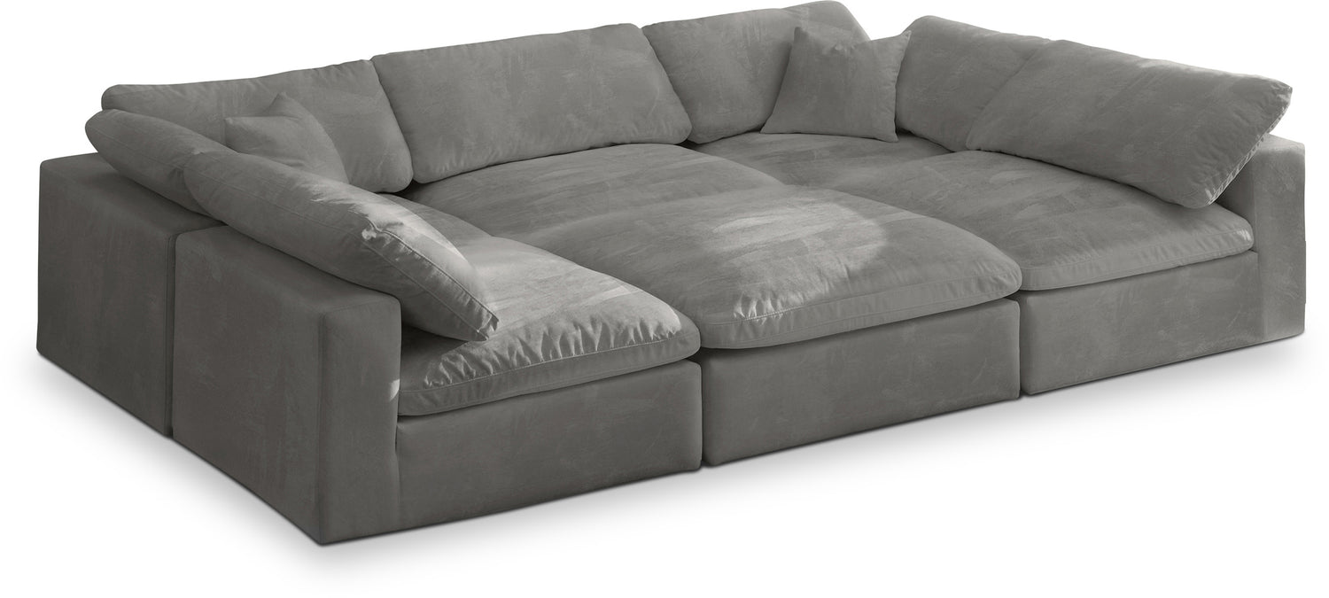 Cozy Grey Velvet Comfort Modular Sectional