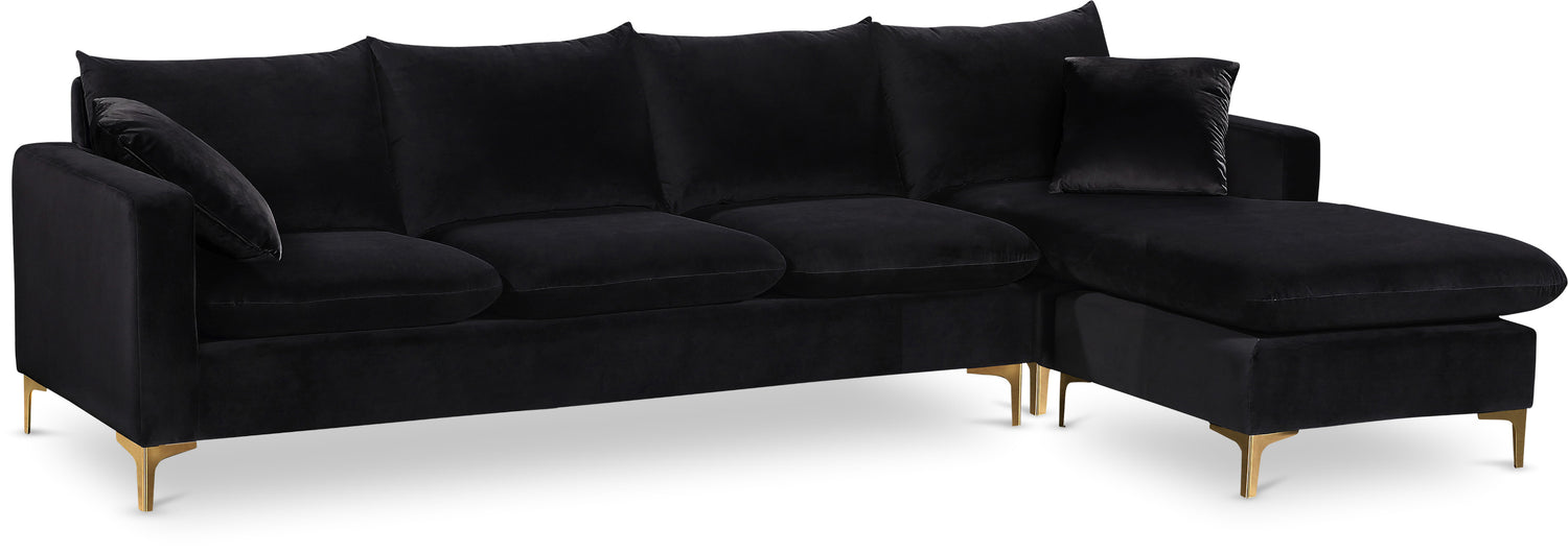 Naomi Black Velvet 2pc. Reversible Sectional