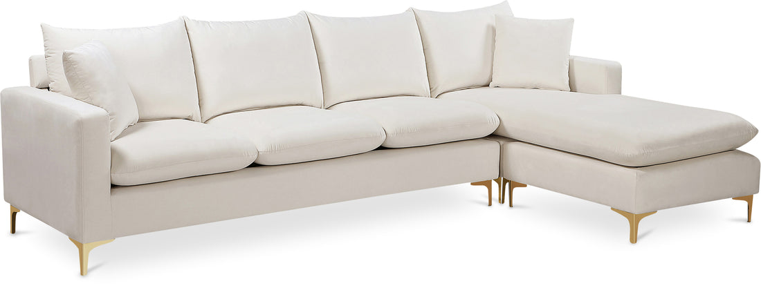 Naomi Cream Velvet 2pc. Reversible Sectional