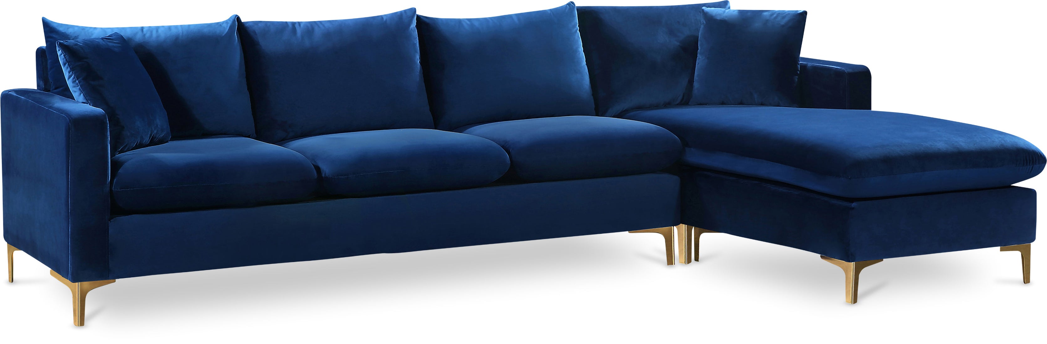 Naomi Navy Velvet 2pc. Reversible Sectional