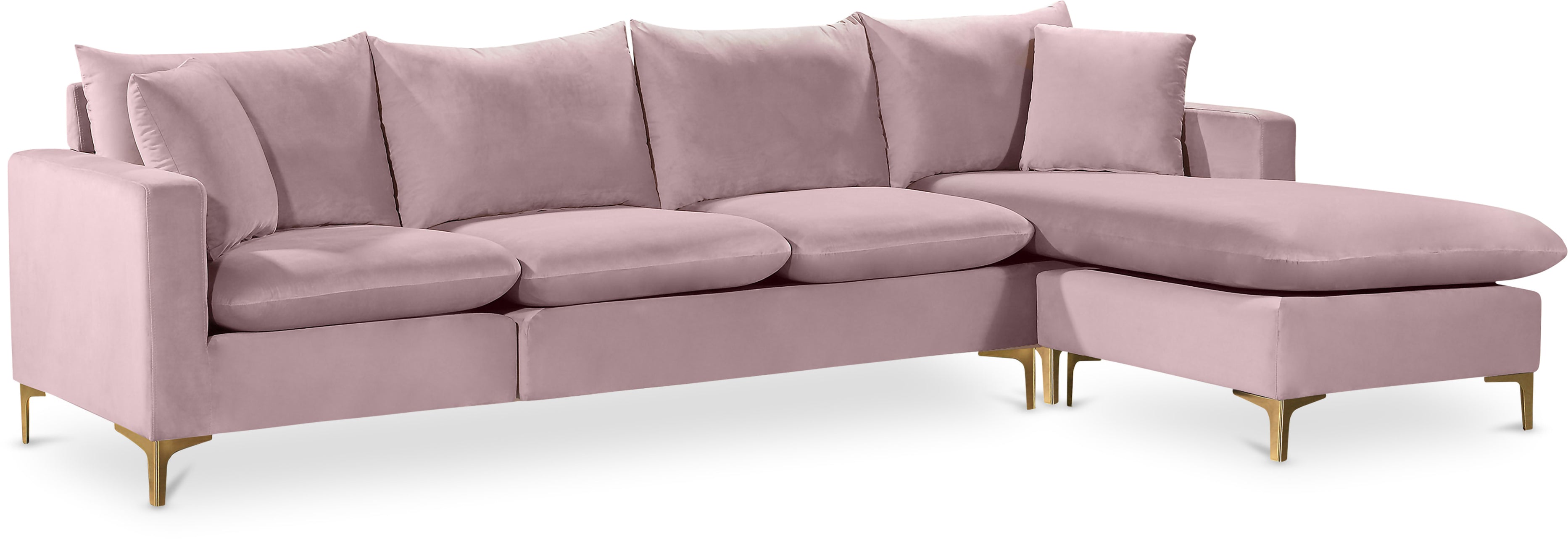 Naomi Pink Velvet 2pc. Reversible Sectional